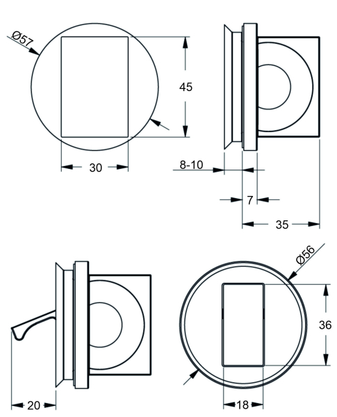 Duschtürknopf Art.-Nr. 46375ff